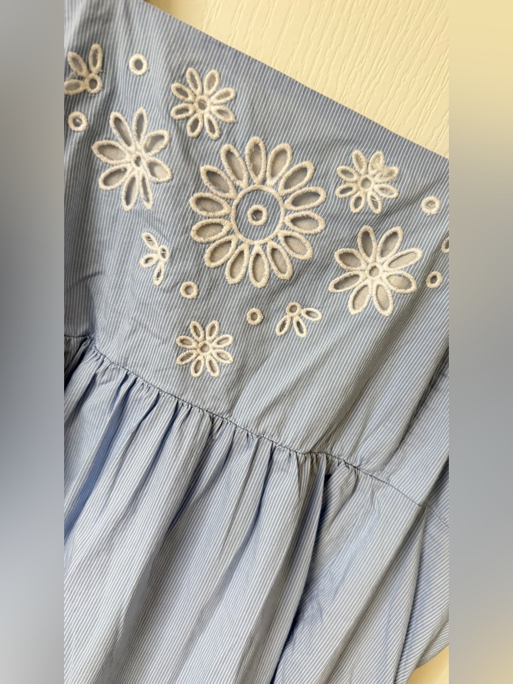 Draper James Blue Stripe Embroidered Ruffle Strap Smocked Sundress XL - Picture 2 of 7